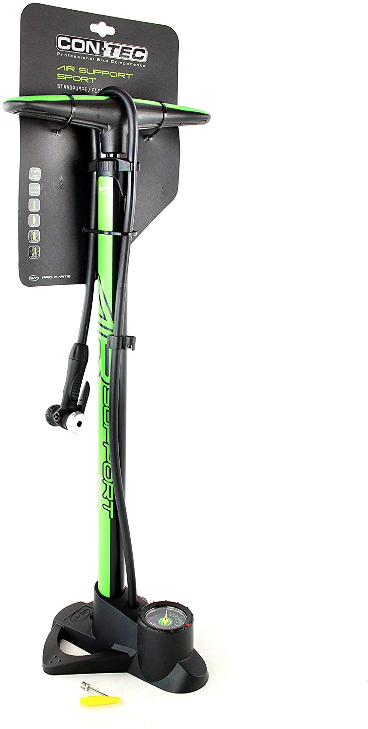Contec Luftpumpe Standluftpumpe Neongreen  für alle Ventile
